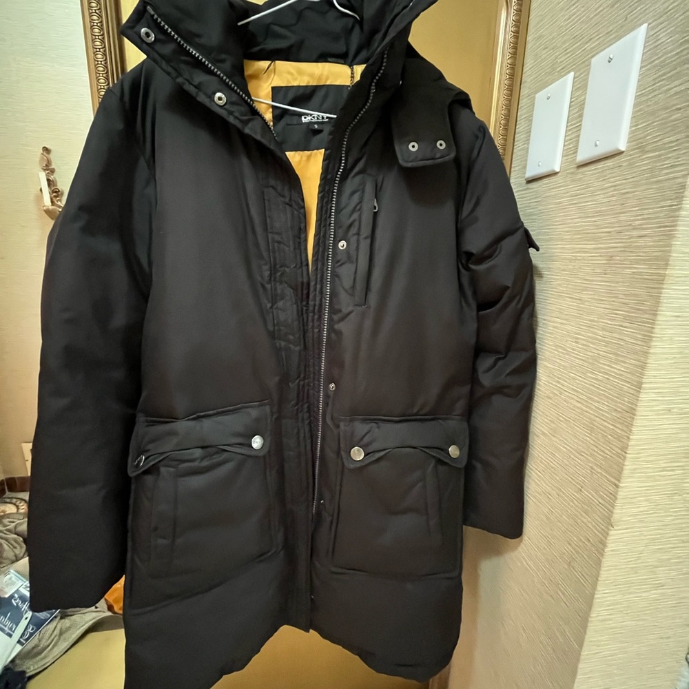 DKNY Black and Yellow Puffer Jacket